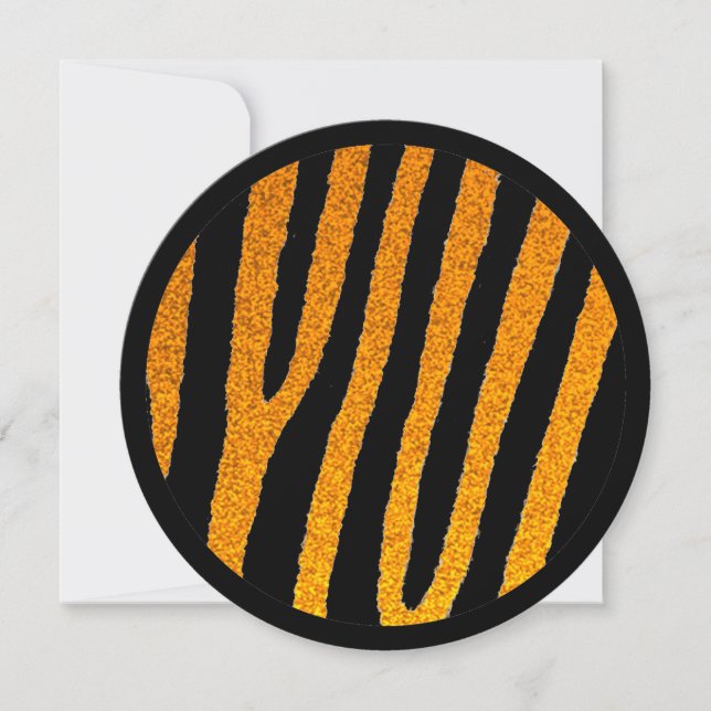 Orangefarbenes schwarzes Zebra, süße 16 Kreiseinla Einladung (Vorderseite)