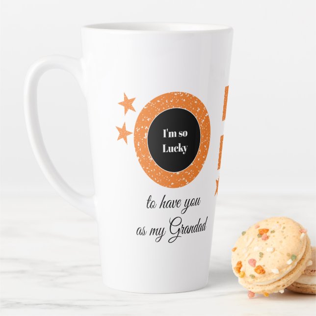 Orangefarbenes so glückliches Grandad mit Foto Milchtasse (Beispiel)