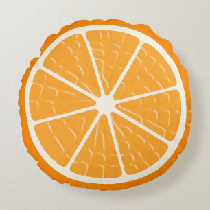 Orangefarbenes, stylisiertes Fruchtschleife Rundes Kissen