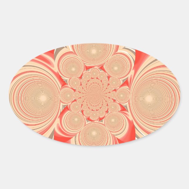 Orangefarbenes Swirl-Design Ovaler Aufkleber (Vorderseite)