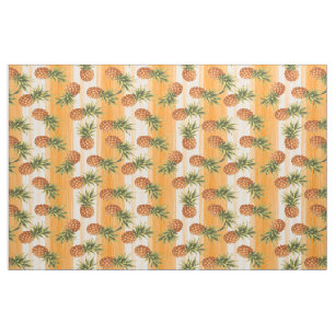 Orangefarbenes tropisches Ananas Fruchtmuster Stoff