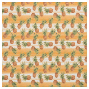 Orangefarbenes tropisches Ananas Fruchtmuster Stoff