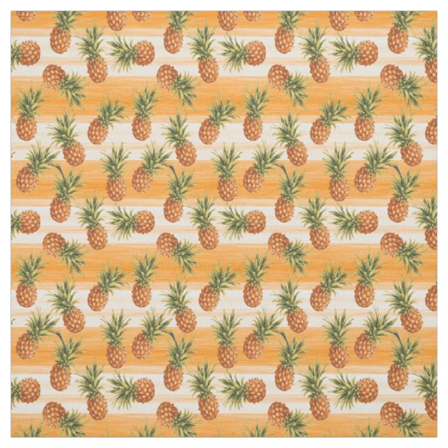 Orangefarbenes tropisches Ananas Fruchtmuster Stoff (Muster)
