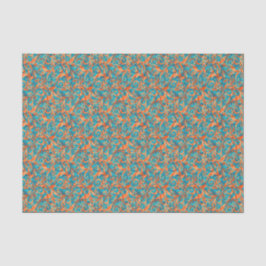 Orangefarbenes und Aquamarin gegliedertes Scrollpa Seidenpapier