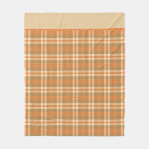 Orangefarbenes und Beige Kariertes Fleeceblatt Fleecedecke