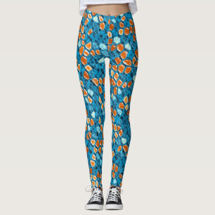 Orangefarbenes und blaues Muster Leggings
