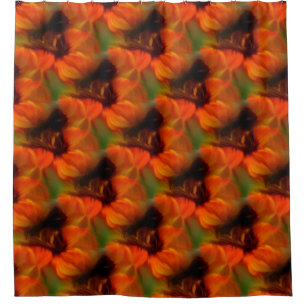 Orangefarbenes und braunes Abstraktes Kunstmuster Duschvorhang