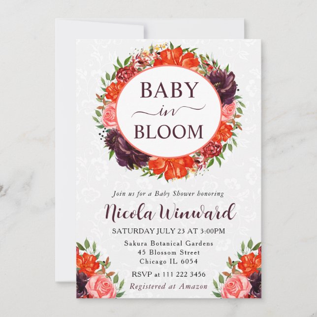 Orangefarbenes und braunes Kleider Kinderdusche Einladung (Vorderseite)