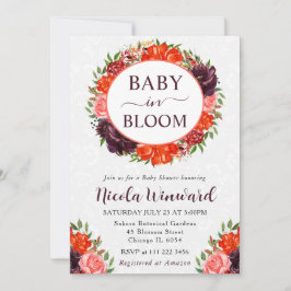 Orangefarbenes und braunes Kleider Kinderdusche Einladung