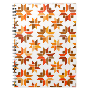 Orangefarbenes und braunes Quilmuster-Notebook Notizblock
