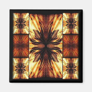 Orangefarbenes und braunes Retromuster Magnet