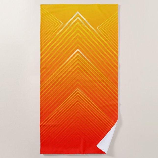 Orangefarbenes und gelbes ombre modernes geometris strandtuch (Vorderseite)