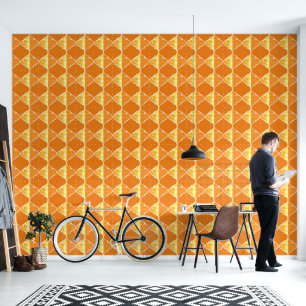 Orangefarbenes und goldenes Lux-Marokkanisches Mus Tapete
