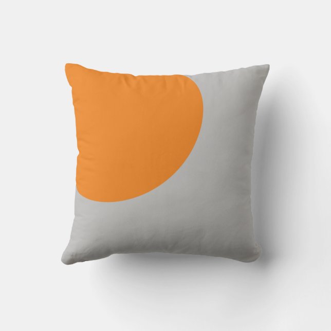 Orangefarbenes und graues Abstrakt Art Throw Kisse Kissen (Rückseite)