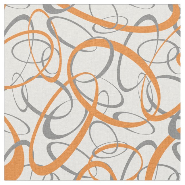 Orangefarbenes und graues Retro-Muster Stoff (Nahaufnahme)