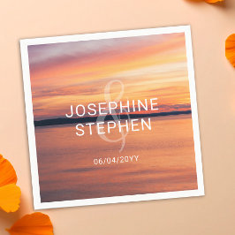 Orangefarbenes und Lila Sonnenuntergang-Foto Serviette