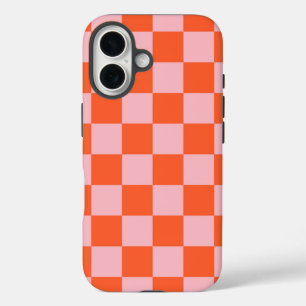 Orangefarbenes und rosafarbenes Prüfmuster iPhone 16 Hülle