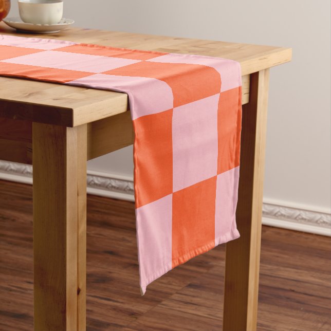 Orangefarbenes und rosafarbenes Prüfmuster Kurzer Tischläufer (Beispiel)