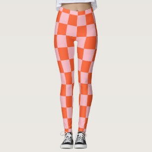 Orangefarbenes und rosafarbenes Prüfmuster Leggings