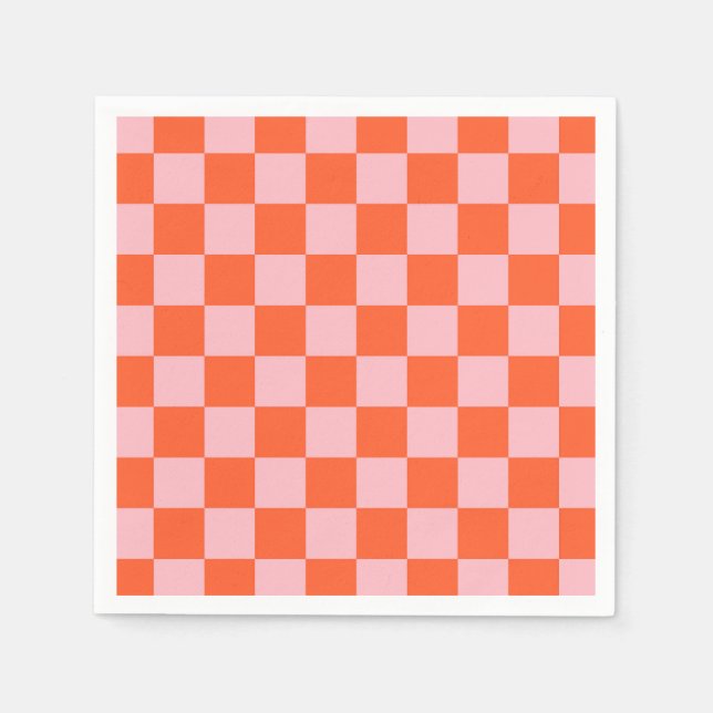Orangefarbenes und rosafarbenes Prüfmuster Serviette (Vorderseite)