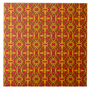 Orangefarbenes und rotes Handgezeichnetes Muster Fliese