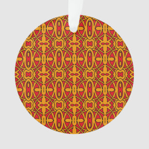 Orangefarbenes und rotes Handgezeichnetes Muster Ornament