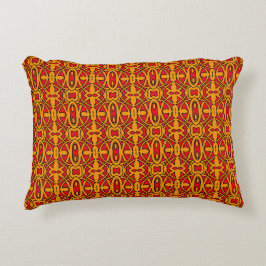 Orangefarbenes und rotes Handgezeichnetes Muster Zierkissen