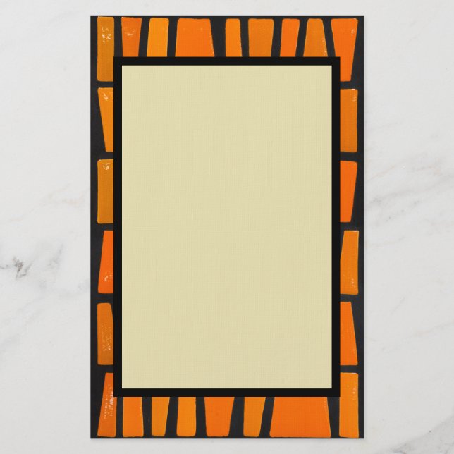 Orangefarbenes und schwarzes afrikanisches Stammes Briefpapier (Vorderseite)