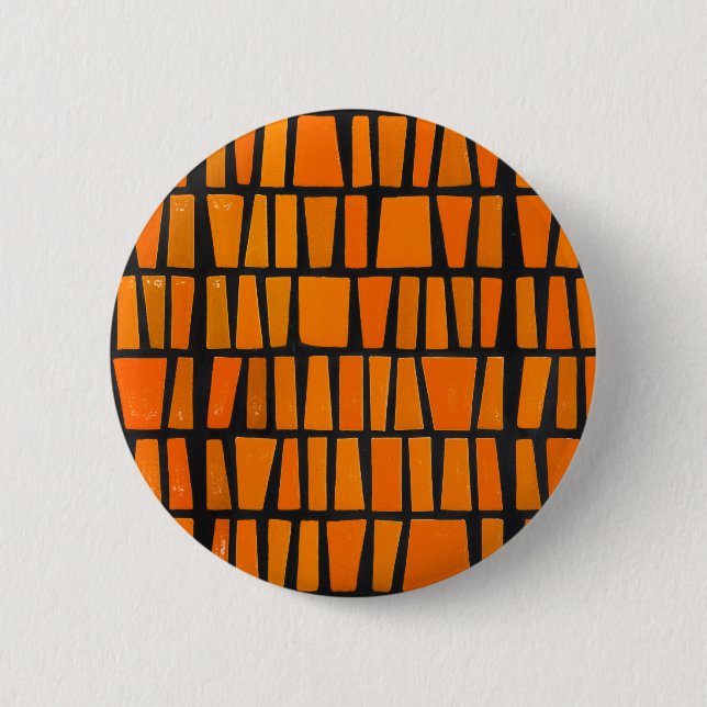 Orangefarbenes und schwarzes afrikanisches Stammes Button (Vorderseite)