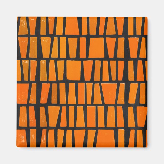 Orangefarbenes und schwarzes afrikanisches Stammes Magnet (Vorne)
