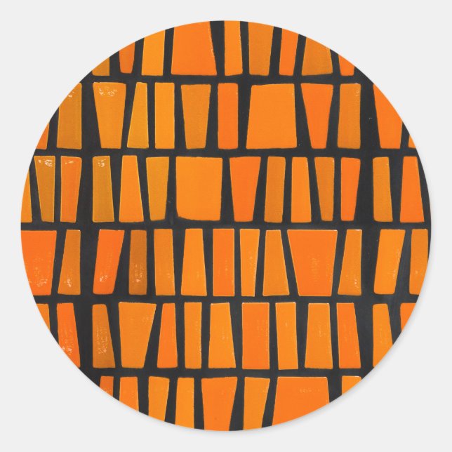 Orangefarbenes und schwarzes afrikanisches Stammes Runder Aufkleber (Vorderseite)