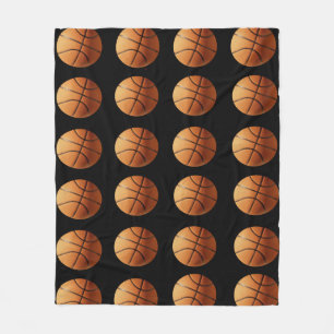 Orangefarbenes und schwarzes Basketballmuster, mit Fleecedecke