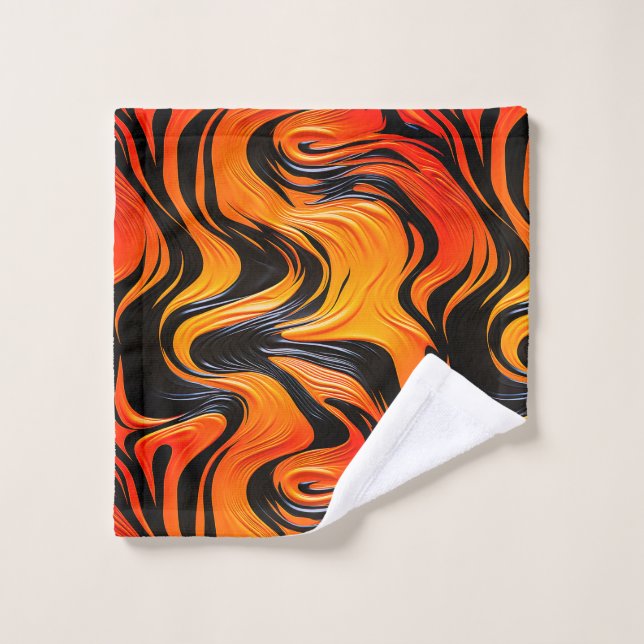 Orangefarbenes und schwarzes Design Waschlappen (Waschlappen)