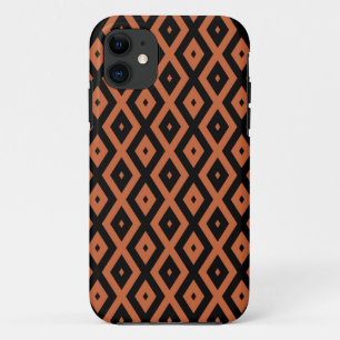 Orangefarbenes und schwarzes Diamantmuster Case-Mate iPhone Hülle