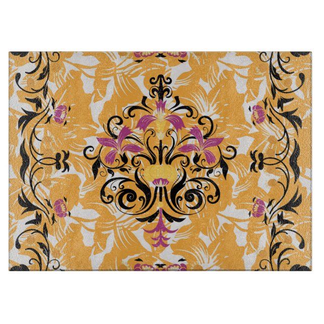 Orangefarbenes und schwarzes grafisches Design, la Schneidebrett (Vorderseite)