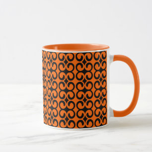 Orangefarbenes und schwarzes Muster Tasse