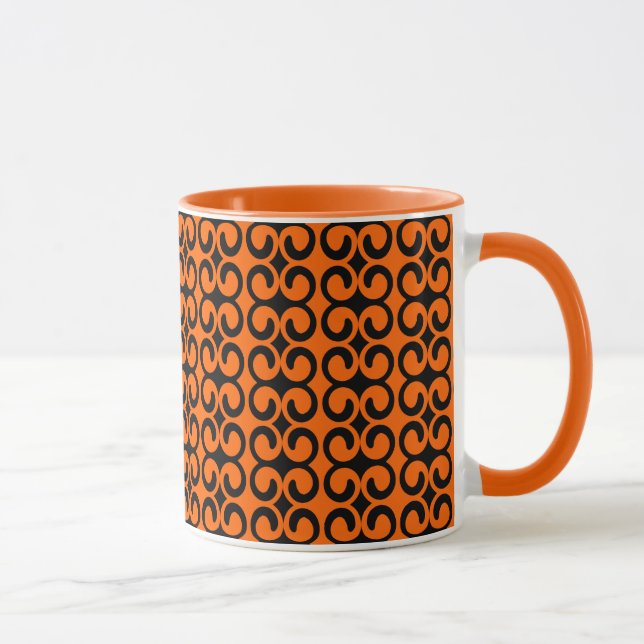 Orangefarbenes und schwarzes Muster Tasse (Rechts)