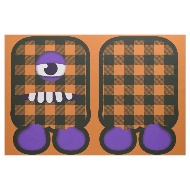 Orangefarbenes und schwarzes Niedliches Monsterkit Stoff (Fat Quarter (45,7 x 55,9 cm))