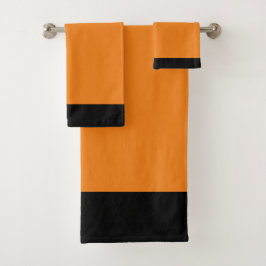 Orangefarbenes und schwarzes Sportteam Set Badehan