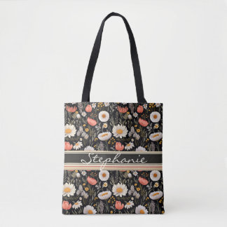 Orangefarbenes und weißes Blumenmuster Tasche