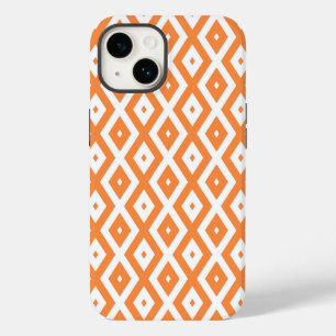 Orangefarbenes und weißes Diamantmuster Case-Mate iPhone 14 Hülle
