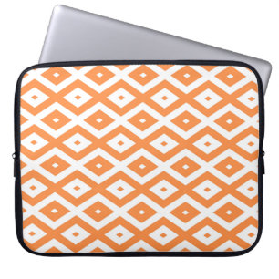 Orangefarbenes und weißes Diamantmuster Laptopschutzhülle