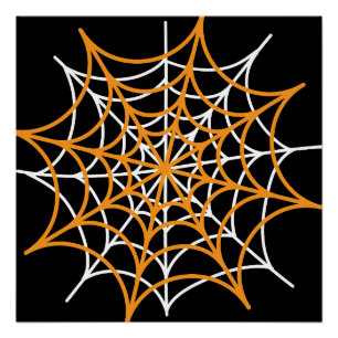 Orangefarbenes und weißes Spinnennetz Poster