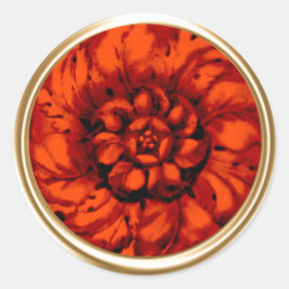 Orangefarbenes Vintages barockes Siegel Runder Aufkleber