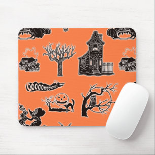 Orangefarbenes Vintages Halloween-Muster Mousepad