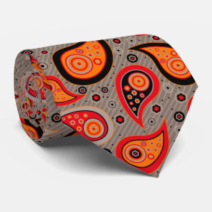 Orangefarbenes Vintages Paisley-Muster Krawatte