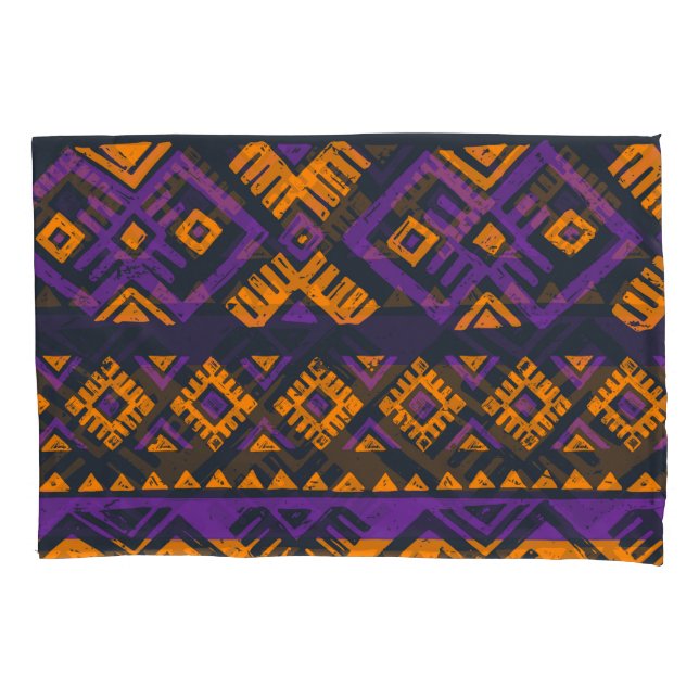 Orangefarbenes, violettes geometrisches nahtloses  kissenbezug (Vorderseite)