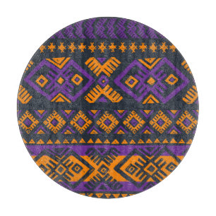 Orangefarbenes, violettes geometrisches nahtloses  schneidebrett