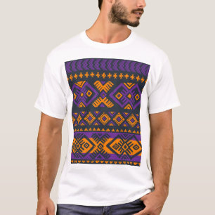 Orangefarbenes, violettes geometrisches nahtloses T-Shirt