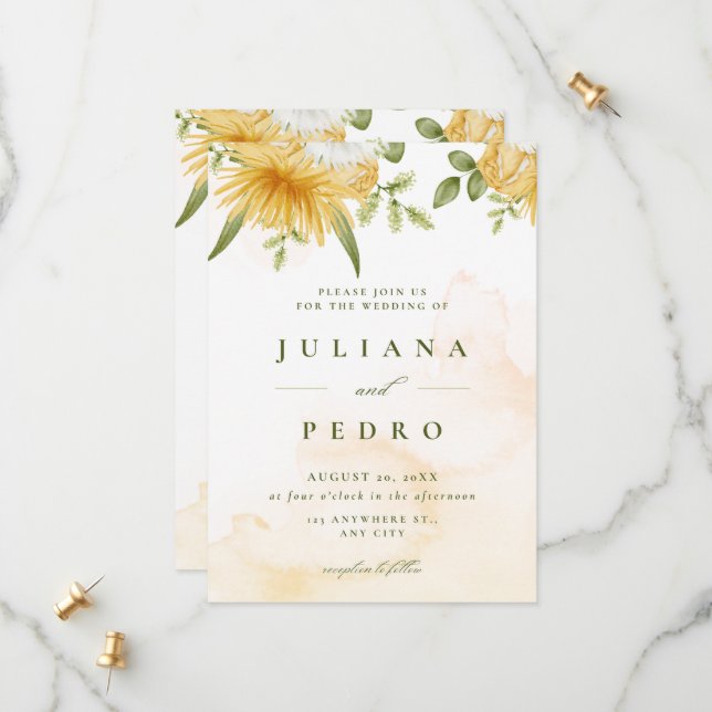 Orangefarbenes Wasserfarbenspiel Save the Date Blu (Vorderseite/Rückseite Beispiel)